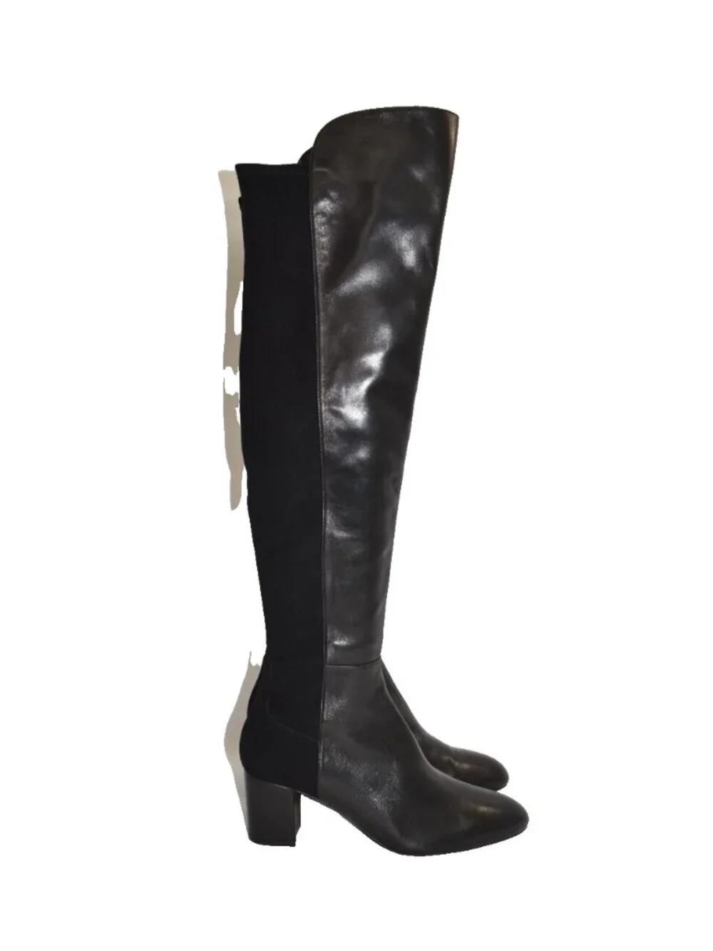 $950 STUART WEITZMAN SG153 5050 Leather BLACK over the knee Boots 6.5 B (PD25)